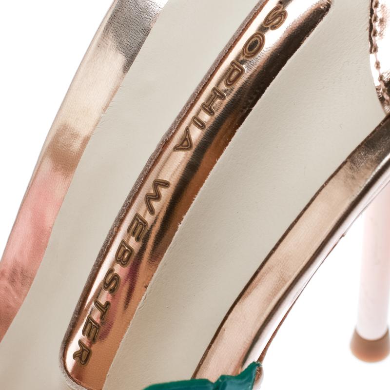 Sophia Webster Rose Gold Hula Floral Embellished Crisscross Sandals Size 40.5 In New Condition In Dubai, Al Qouz 2