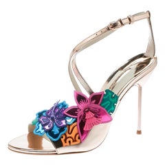Sophia Webster Rose Gold Hula Floral Embellished Crisscross Sandals Size 40.5