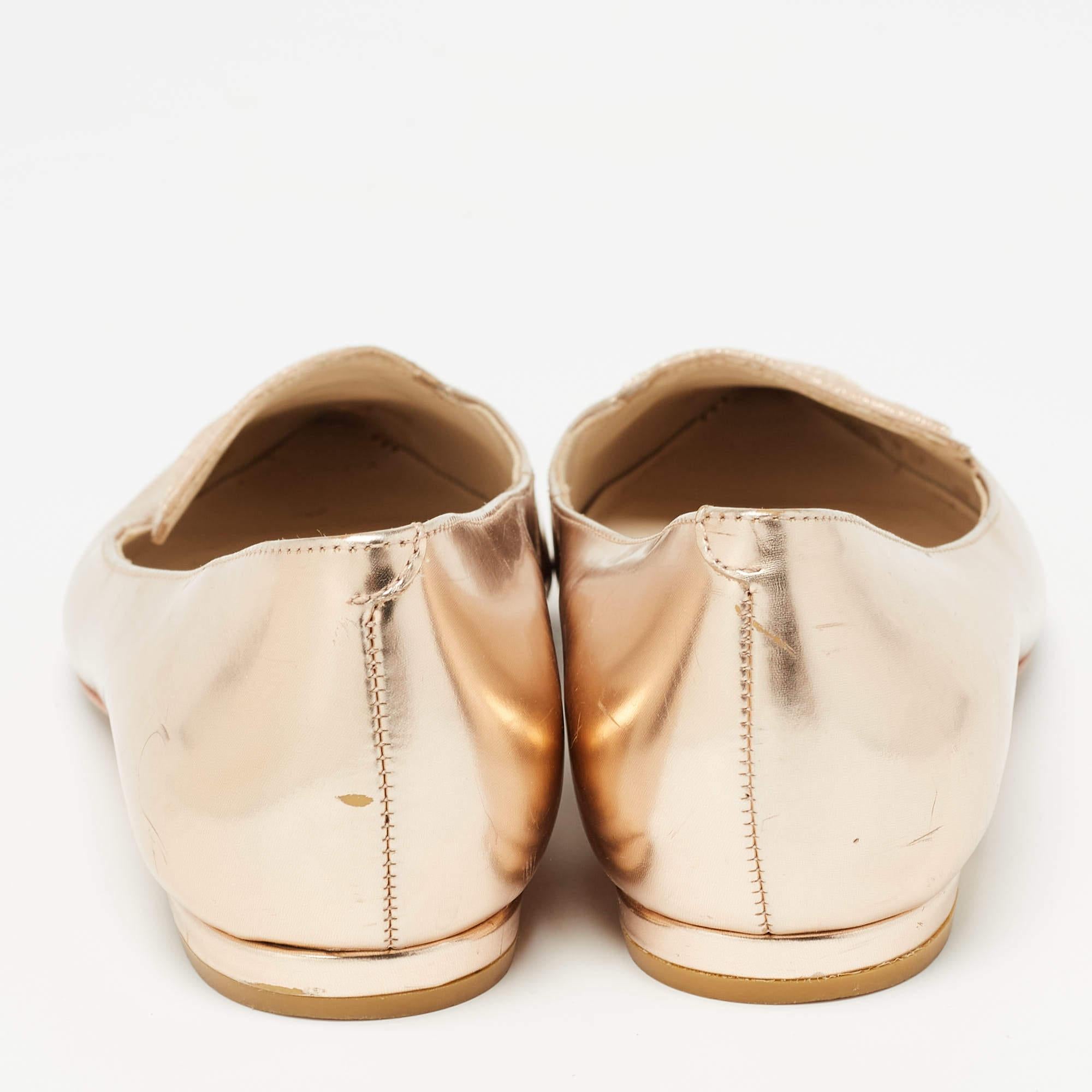 Sophia Webster Rose Gold Leather Bibi Butterfly Ballet Flats Size 37 For Sale 2