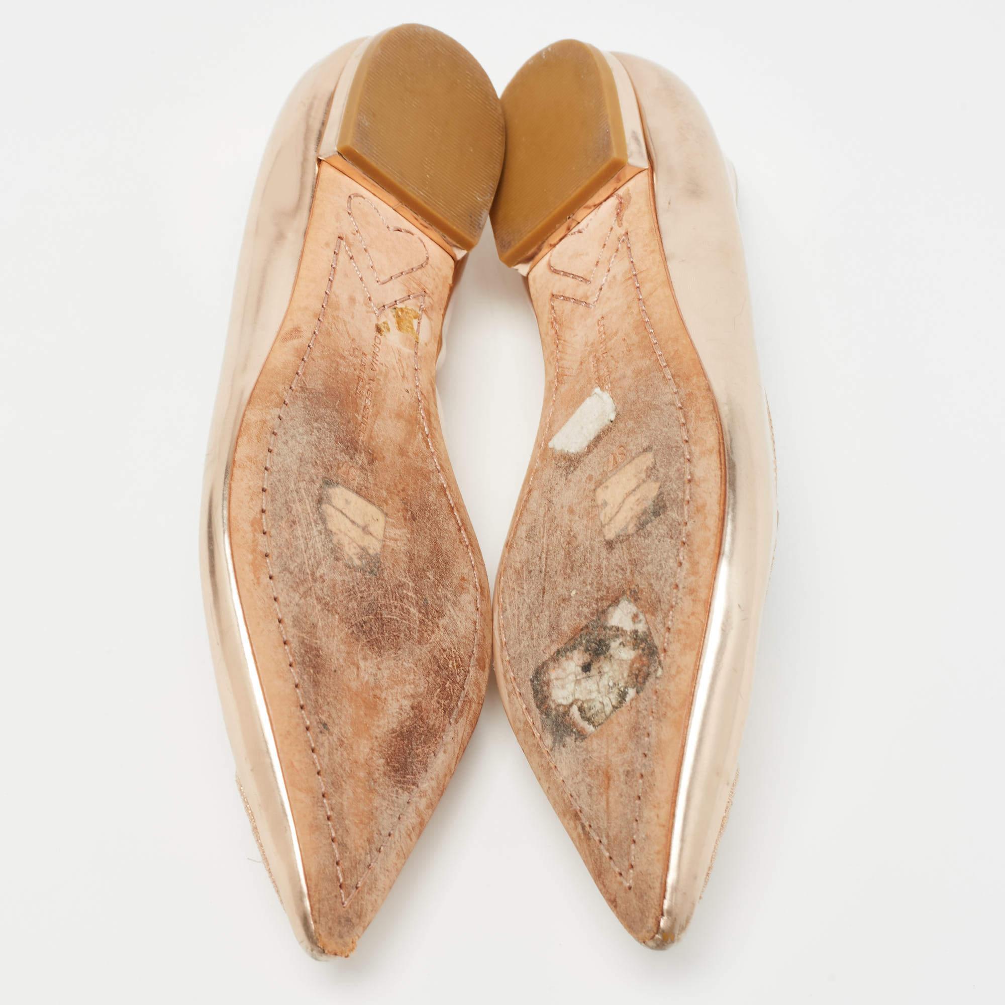 Sophia Webster Rose Gold Leather Bibi Butterfly Ballet Flats Size 37 For Sale 3