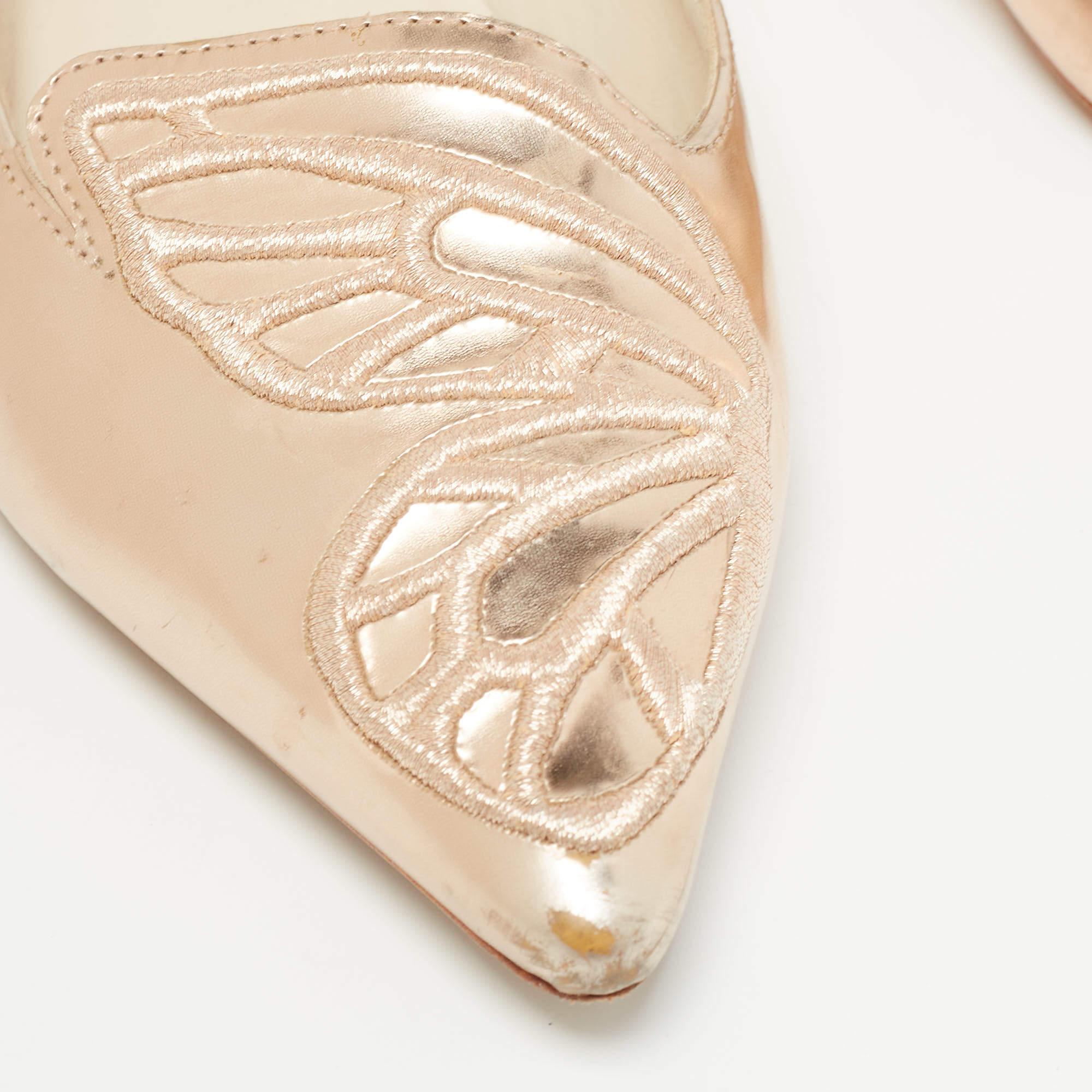 Sophia Webster Rose Gold Leather Bibi Butterfly Ballet Flats Size 37 For Sale 4