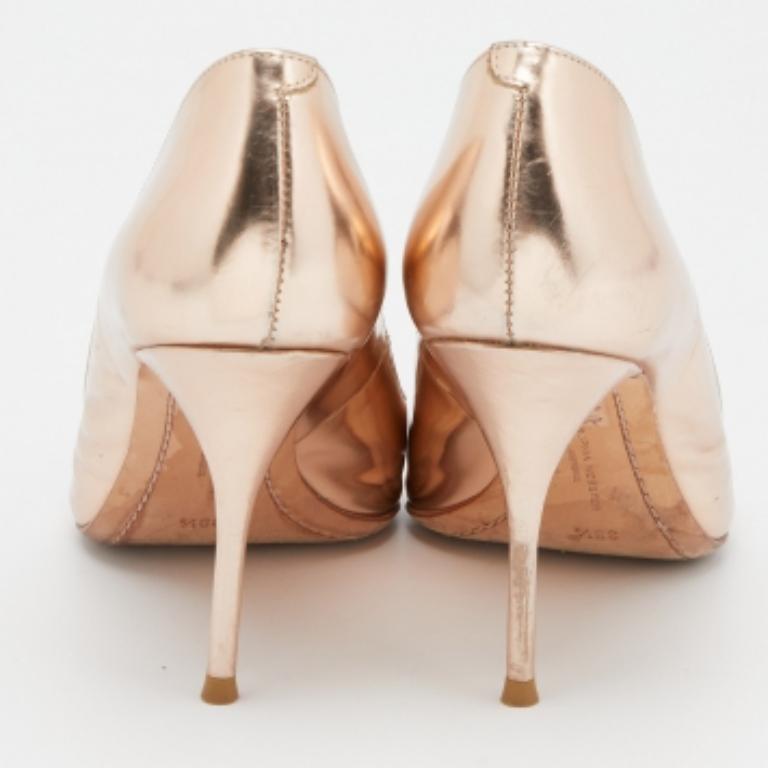 Sophia Webster Rose Gold Leather Coco Flamingo Pointed Toe Pumps Size 38.5 For Sale 2