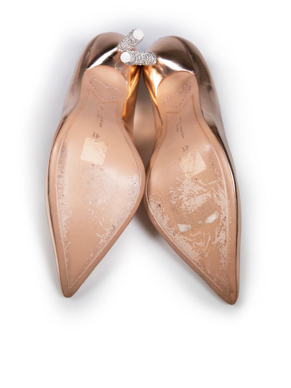 Women's Sophia Webster Rose Gold Leather Embellished Heels Size IT 41 For Sale