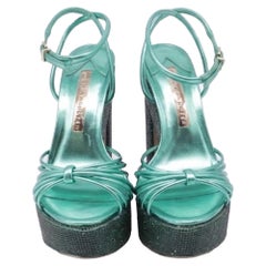 Sophia Webster Rue 140 Platform Sandals in Green Metallic Leather