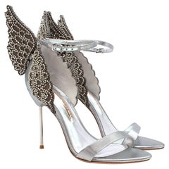Sophia Webster Silver Evangeline Butterfly 100 Sandals - US 8