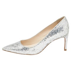 Sophia Webster Silver Glitter Rio Pointed Toe Pumps Size 36.5