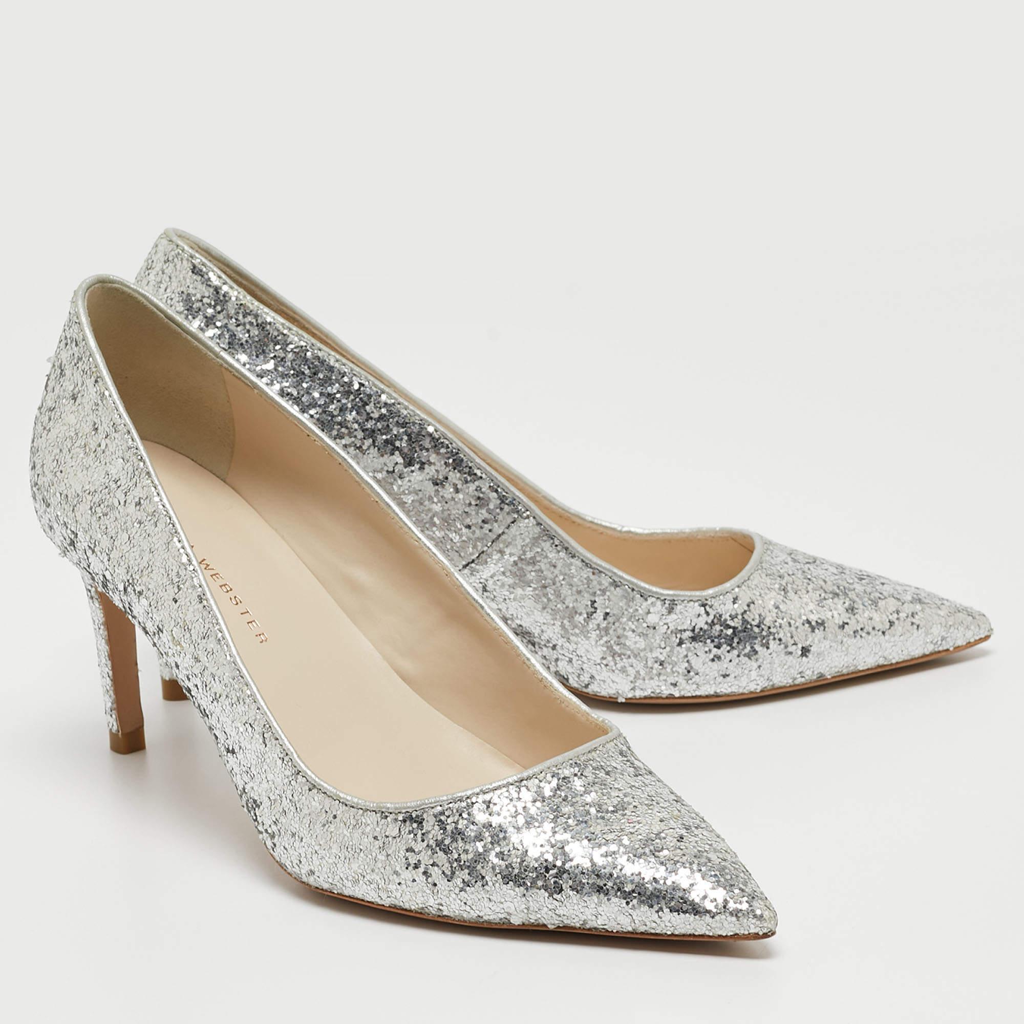 Women's Sophia Webster Silver Glitter Rio Pumps Size 35 For Sale