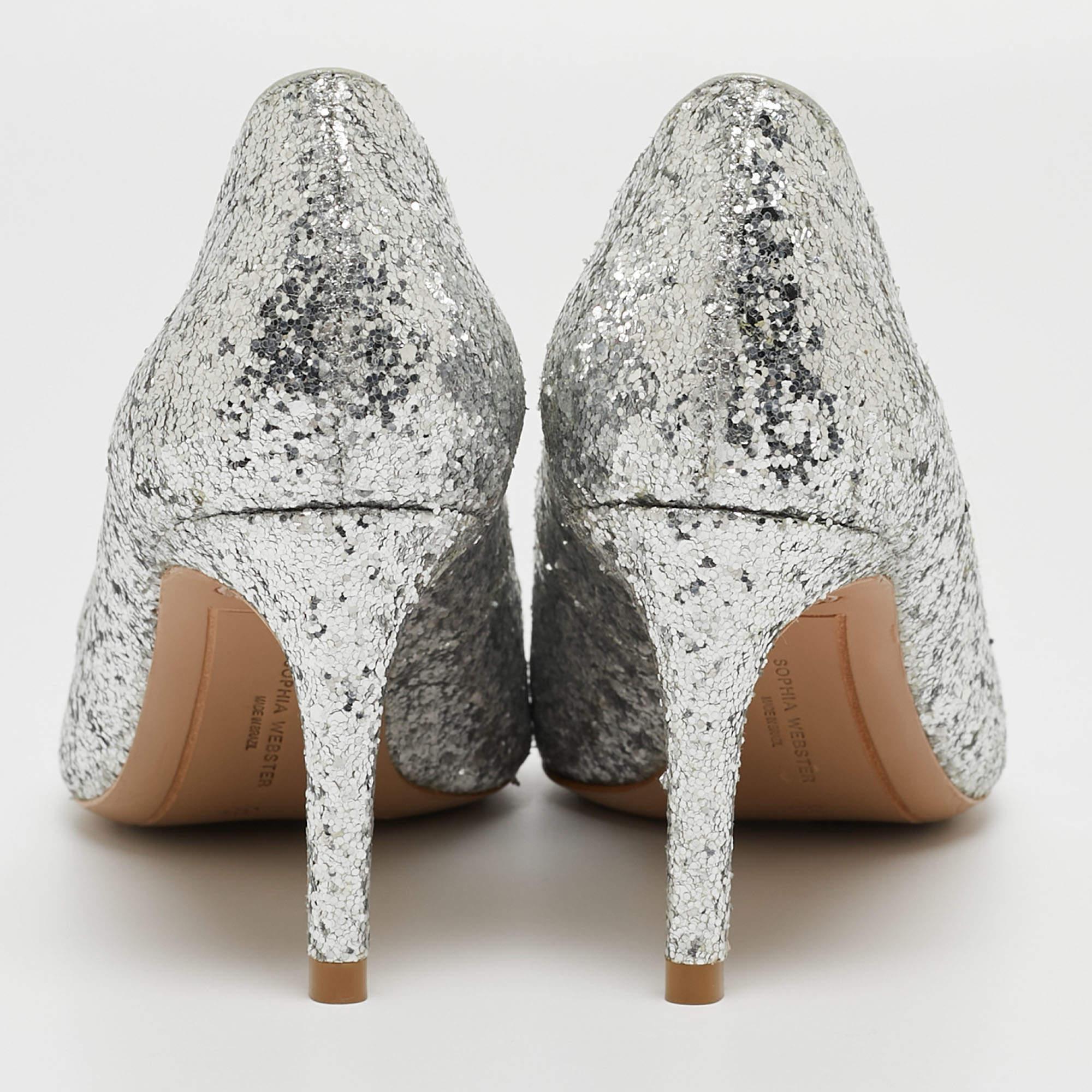 Sophia Webster Silver Glitter Rio Pumps Size 35 For Sale 1