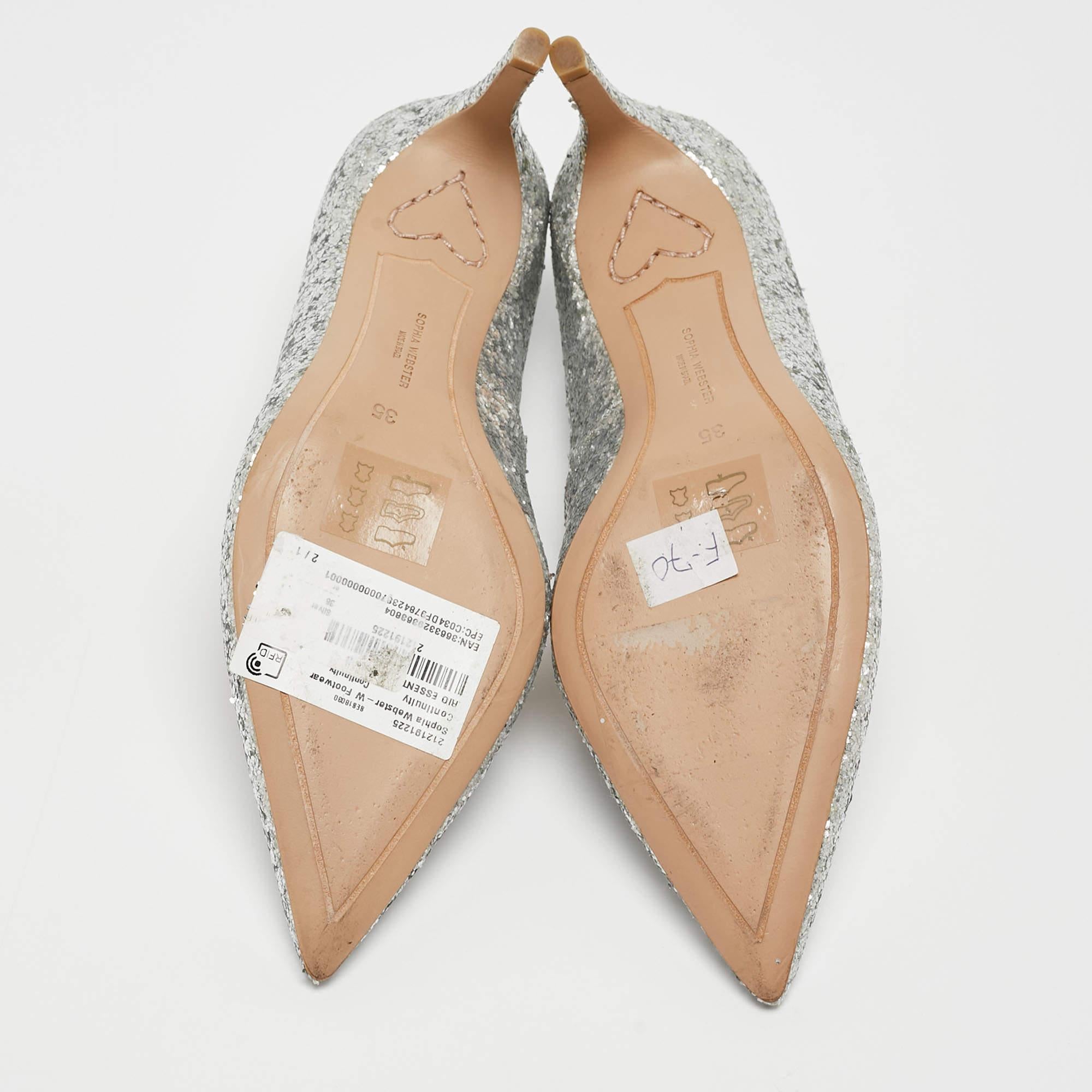 Sophia Webster Silver Glitter Rio Pumps Size 35 For Sale 2