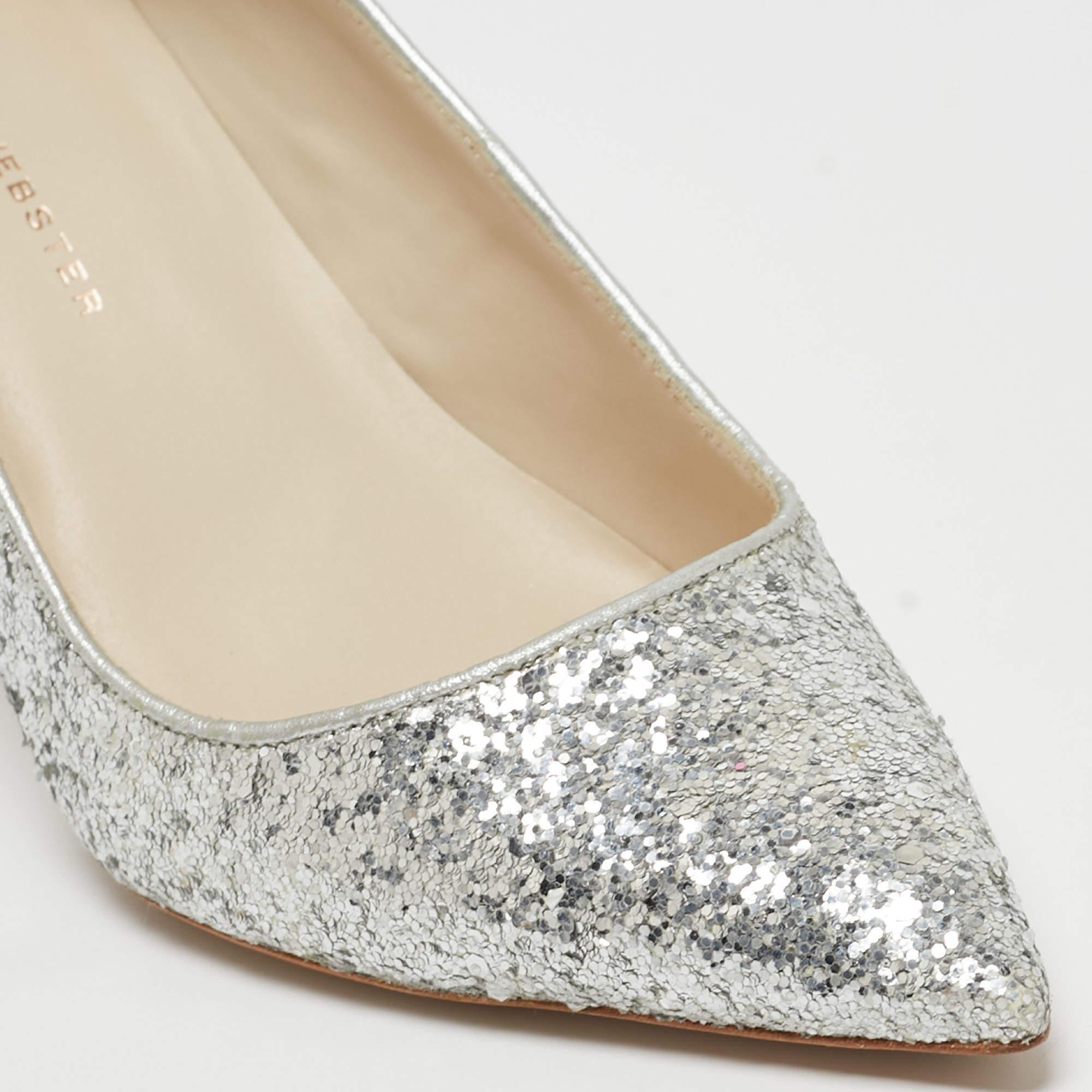Sophia Webster Silver Glitter Rio Pumps Size 35 For Sale 3