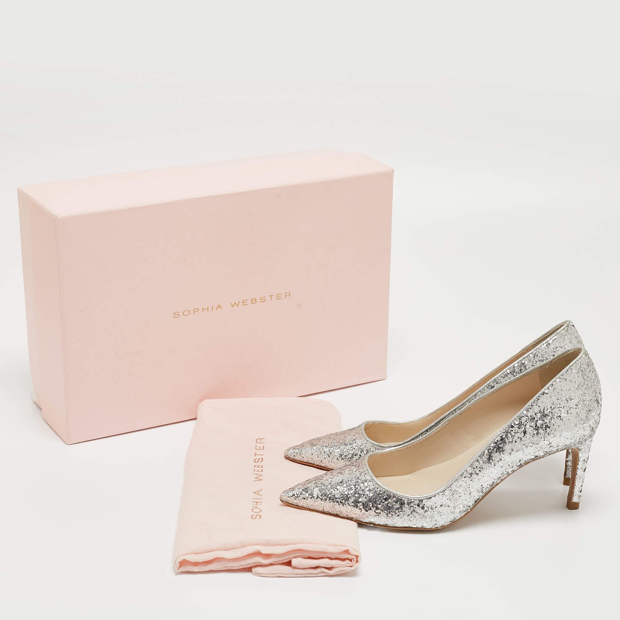 Sophia Webster Silver Glitter Rio Pumps Size 35 For Sale 5