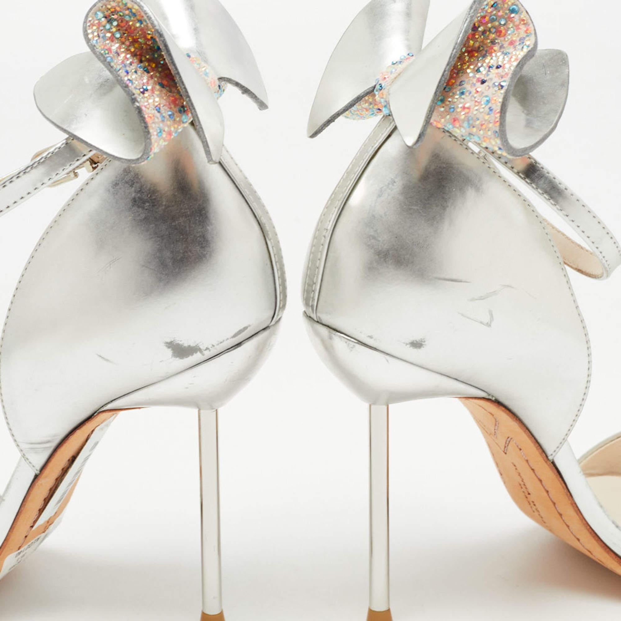 Sophia Webster  Silver Leather Chiara Butterfly Ankle Strap Sandals Size 35.5 For Sale 1
