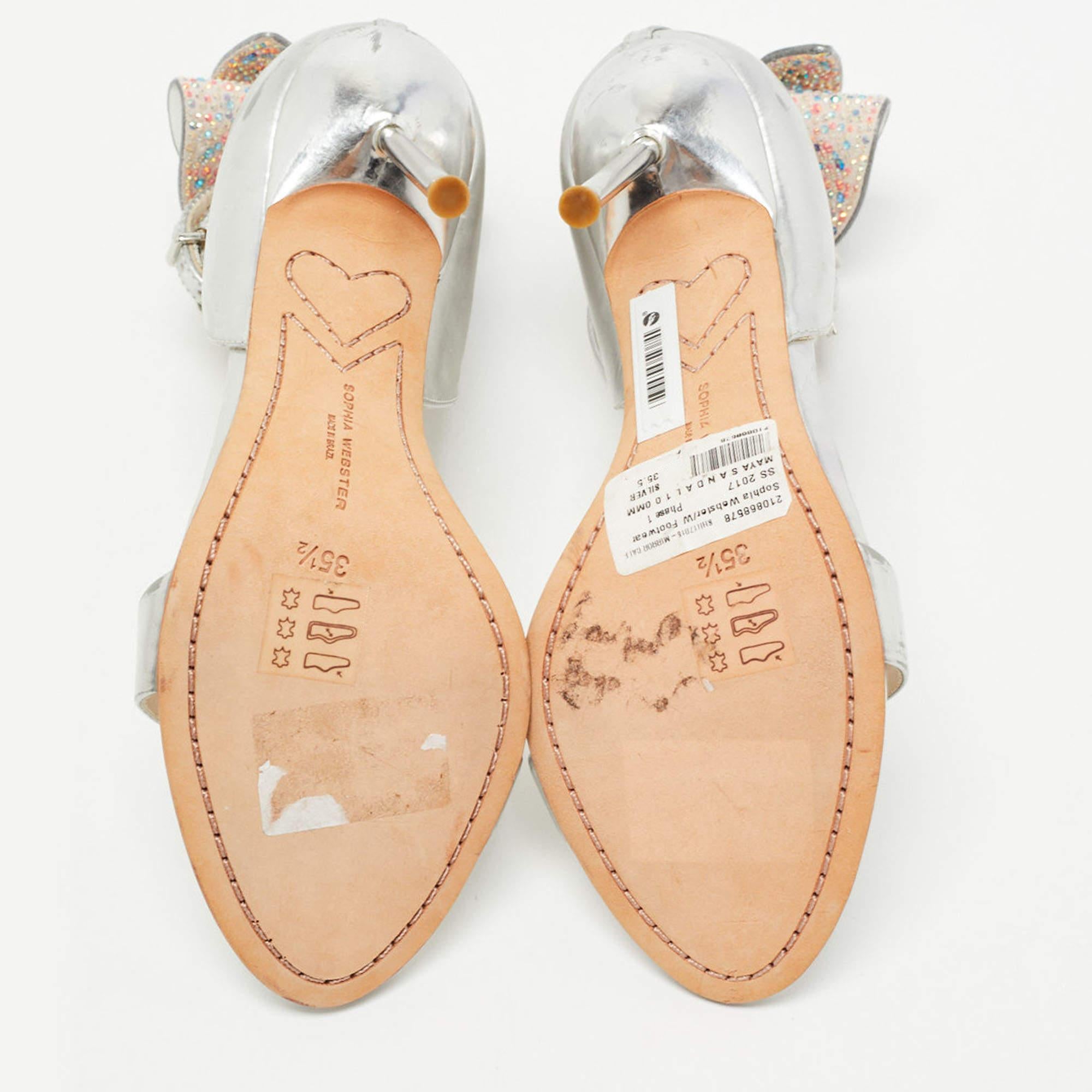 Sophia Webster  Silver Leather Chiara Butterfly Ankle Strap Sandals Size 35.5 For Sale 2