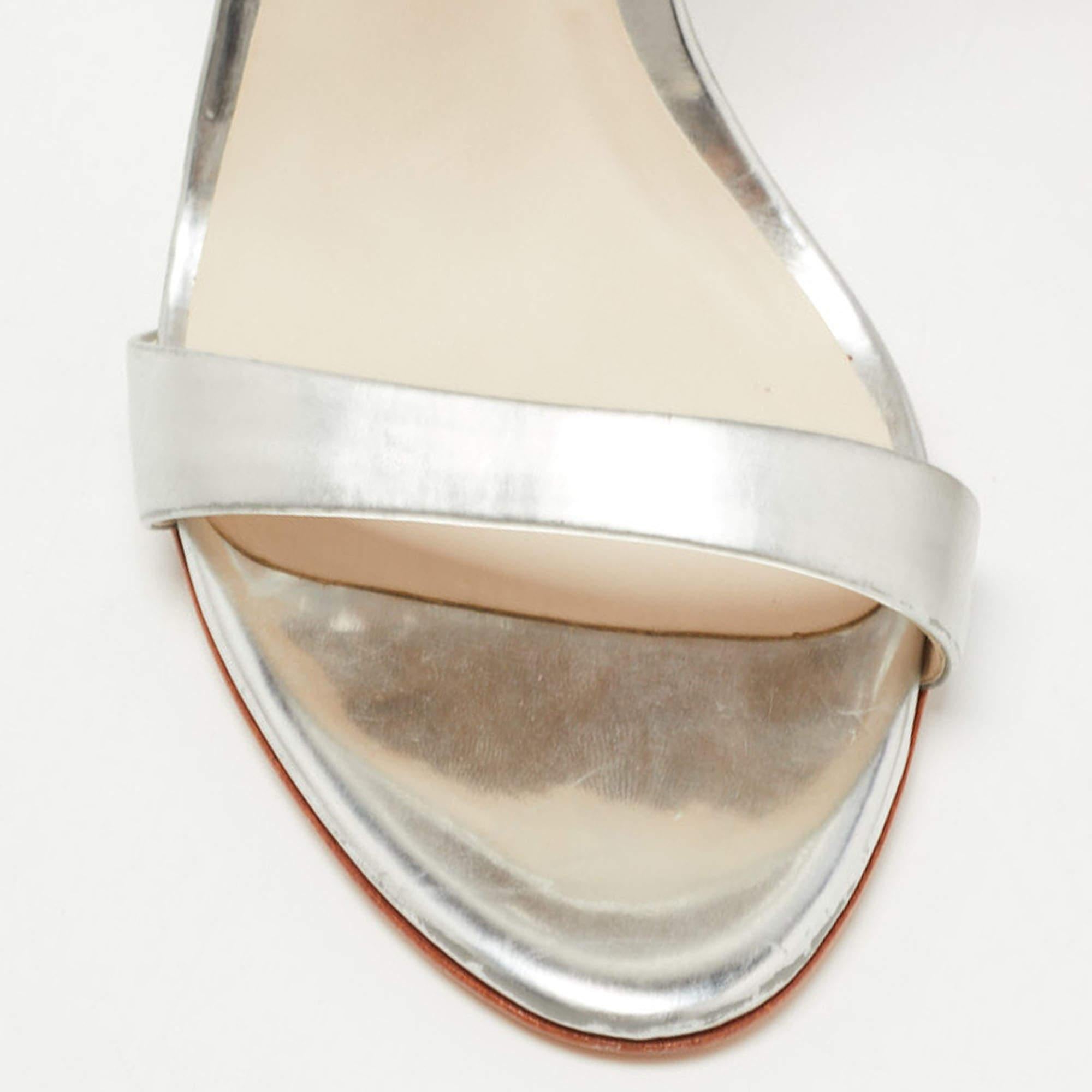 Sophia Webster  Silver Leather Chiara Butterfly Ankle Strap Sandals Size 35.5 For Sale 3