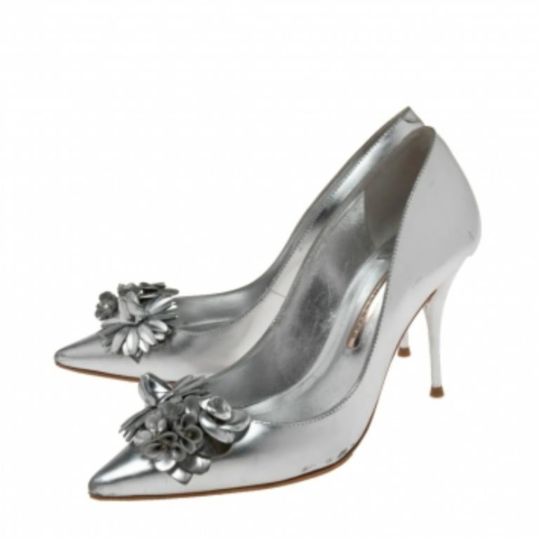 Argento Sophia Webster Pumps Lilico con fiori in pelle argento  Taglia 39 in vendita