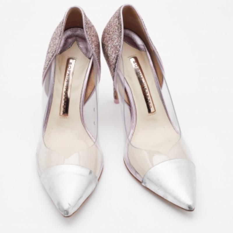 Argento Sophia Webster Pumps a punta in pelle, PVC e glitter argento Daria Taglia 36,5 in vendita