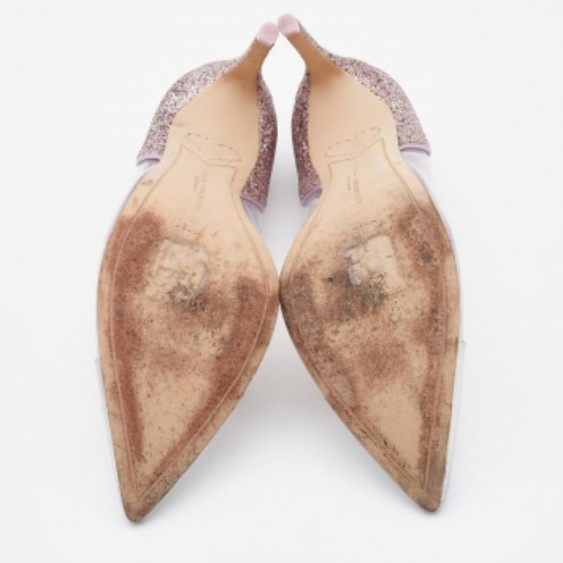 Sophia Webster Pumps a punta in pelle, PVC e glitter argento Daria Taglia 36,5 in vendita 2