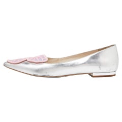 Sophia Webster Silver Patent Leather Bibi Butterfly Ballet Flats Size 41
