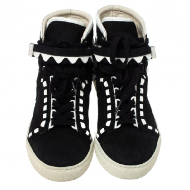 Women's Sophia Webster Suede and Patent Leather Riko High Top Sneakers Size 38.5 For Sale