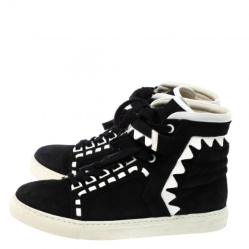 Sophia Webster Suede and Patent Leather Riko High Top Sneakers Size 38.5 For Sale 1