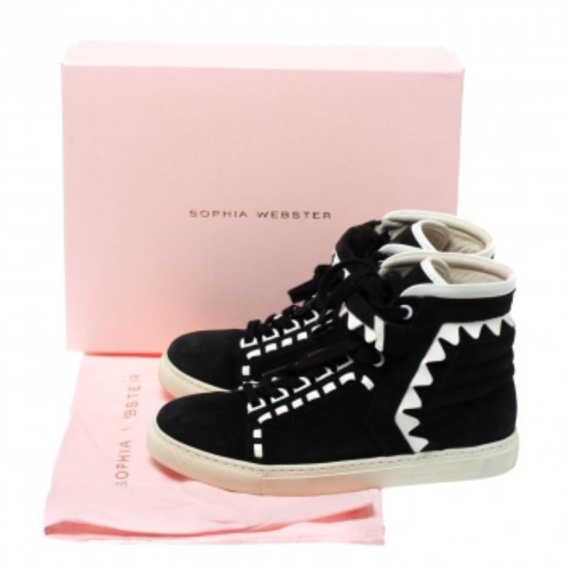 Sophia Webster Suede and Patent Leather Riko High Top Sneakers Size 38.5 For Sale 2