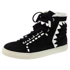 Sophia Webster Suede and Patent Leather Riko High Top Sneakers Size 38.5