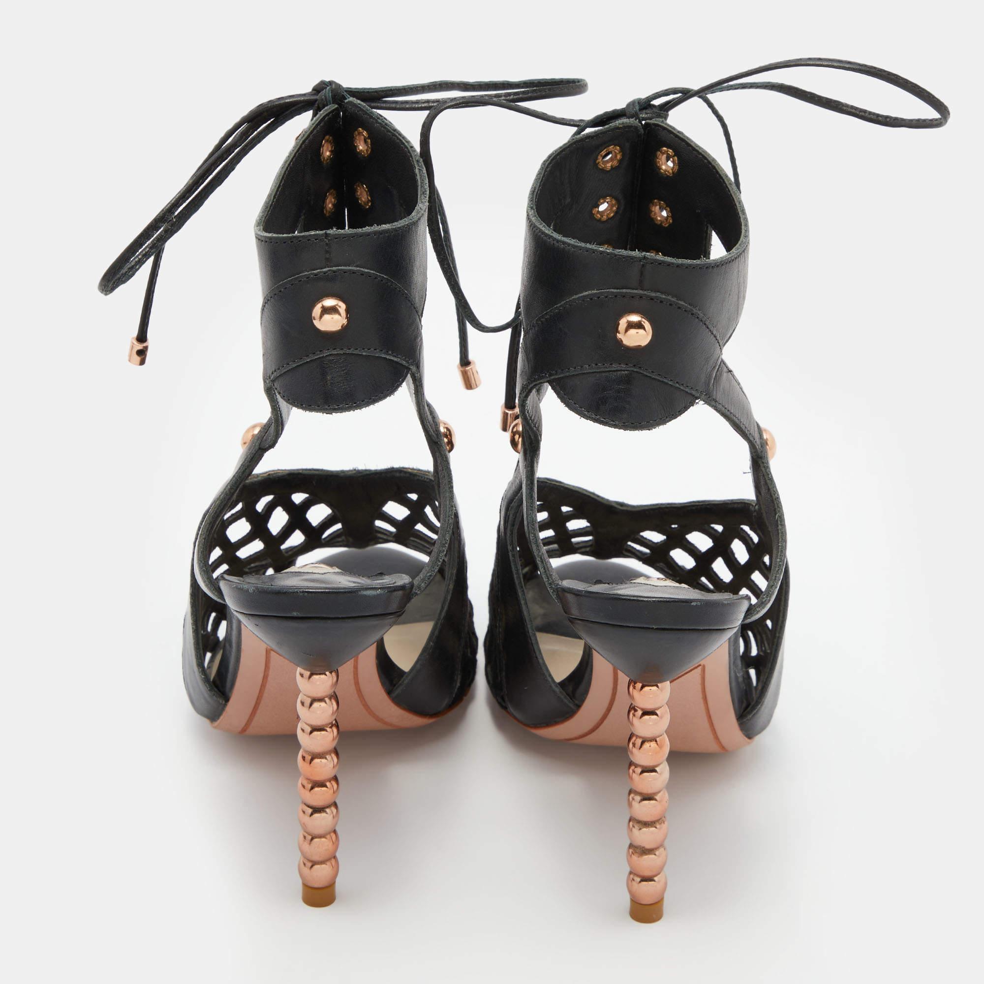 Women's Sophia Webster Suede & Leather Jetta Ankle Tie Up Peep Toe Sandals Size 36.5 For Sale
