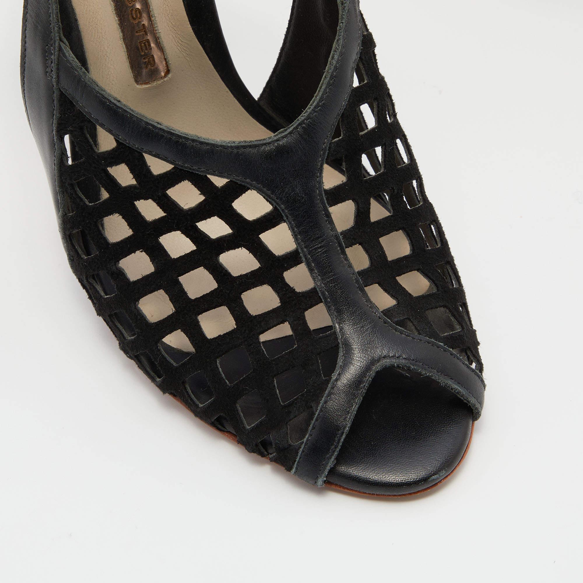 Sophia Webster Suede & Leather Jetta Ankle Tie Up Peep Toe Sandals Size 36.5 For Sale 2