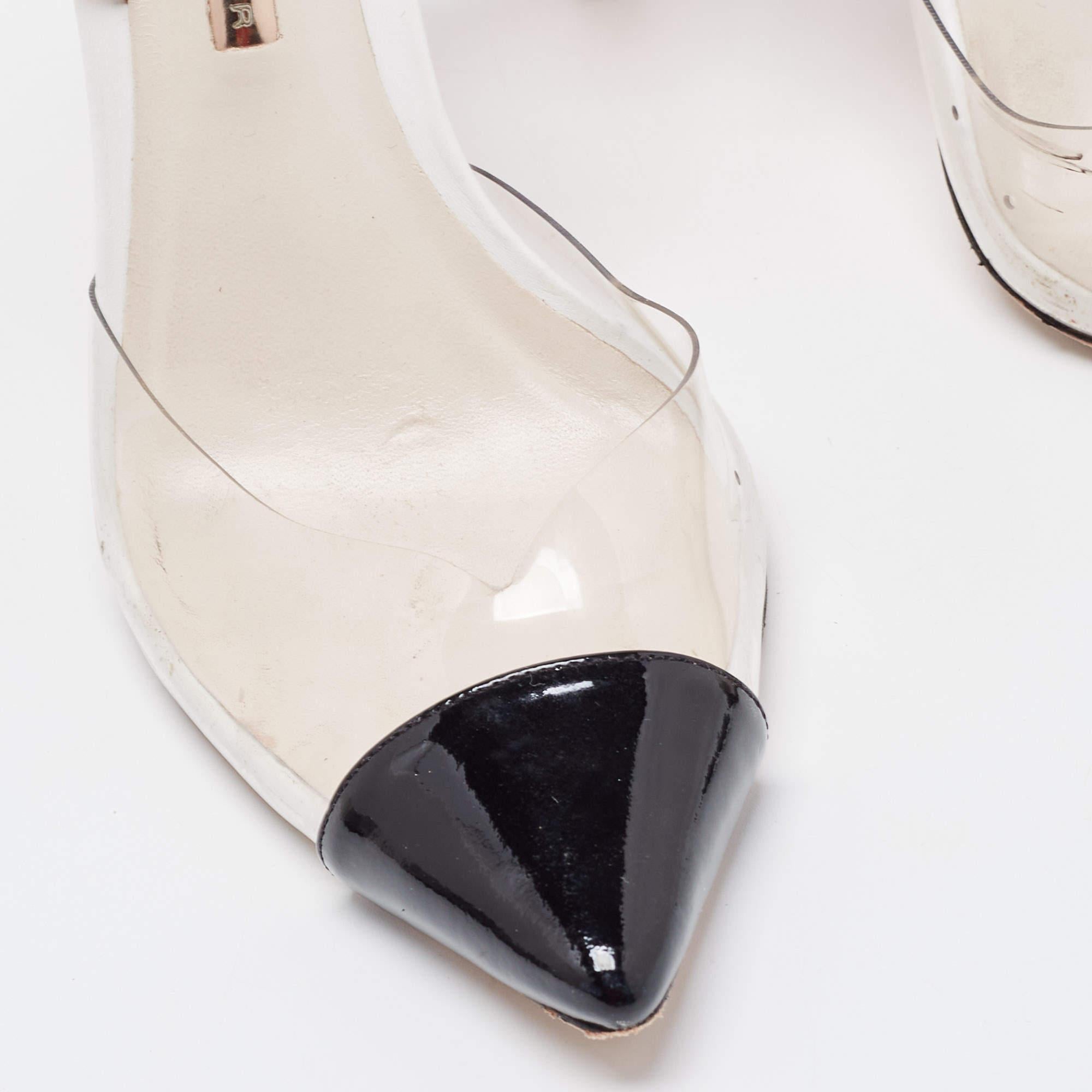 Sophia Webster Tricolor Patent and PVC Animal Print Slingback Pumps Size 39 For Sale 3