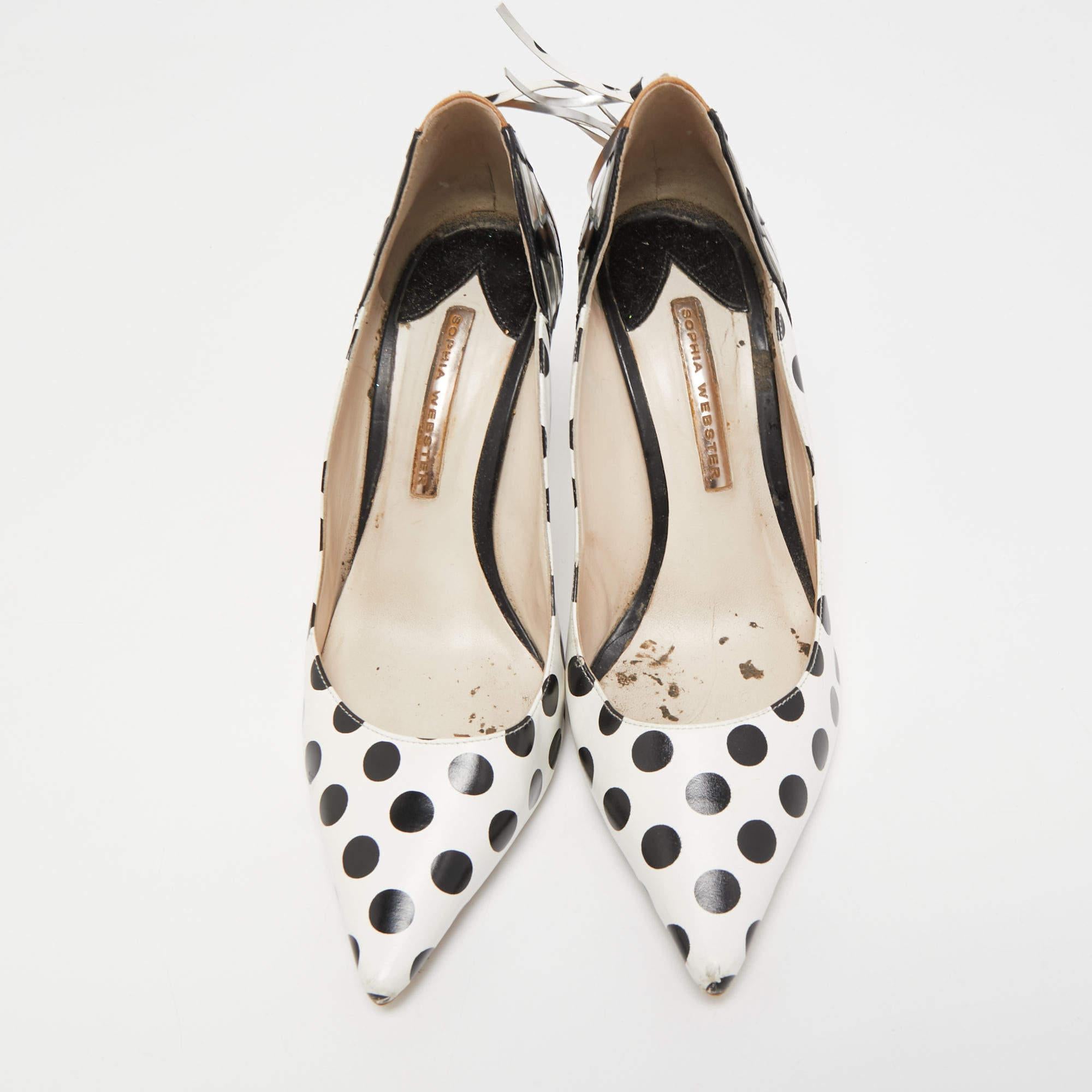 Sophia Webster Dreifarbige gepunktete Liberty-Pumps aus Leder mit spitzer Zehe Größe 39 (Braun) im Angebot