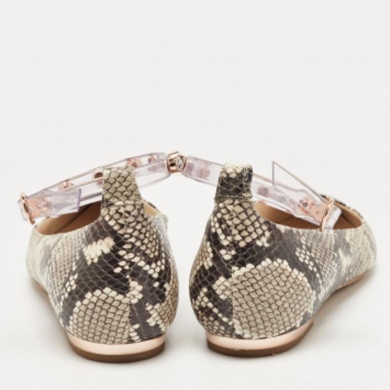 Sophia Webster Two Tone Embossed Python Dina Ankle Strap Ballet Flats Size 37 en vente 1