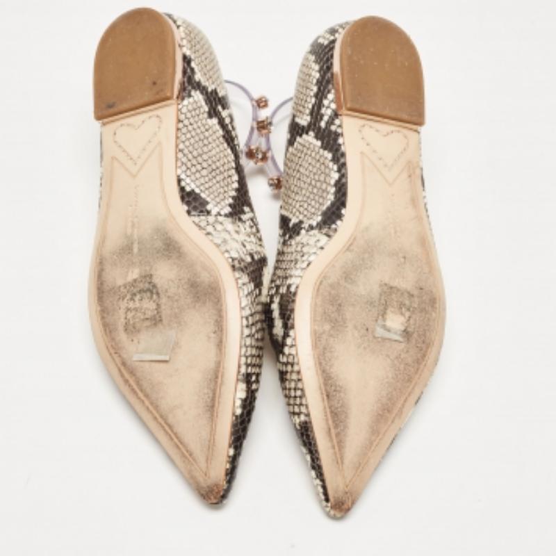 Sophia Webster Two Tone Embossed Python Dina Ankle Strap Ballet Flats Size 37 en vente 2
