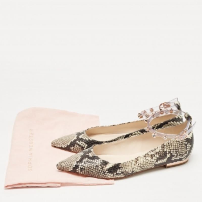 Sophia Webster Two Tone Embossed Python Dina Ankle Strap Ballet Flats Size 37 en vente 4