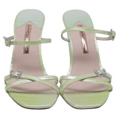 Sandali con zeppa Sophia Webster Venus in pelle verde con effetto coccodrillo