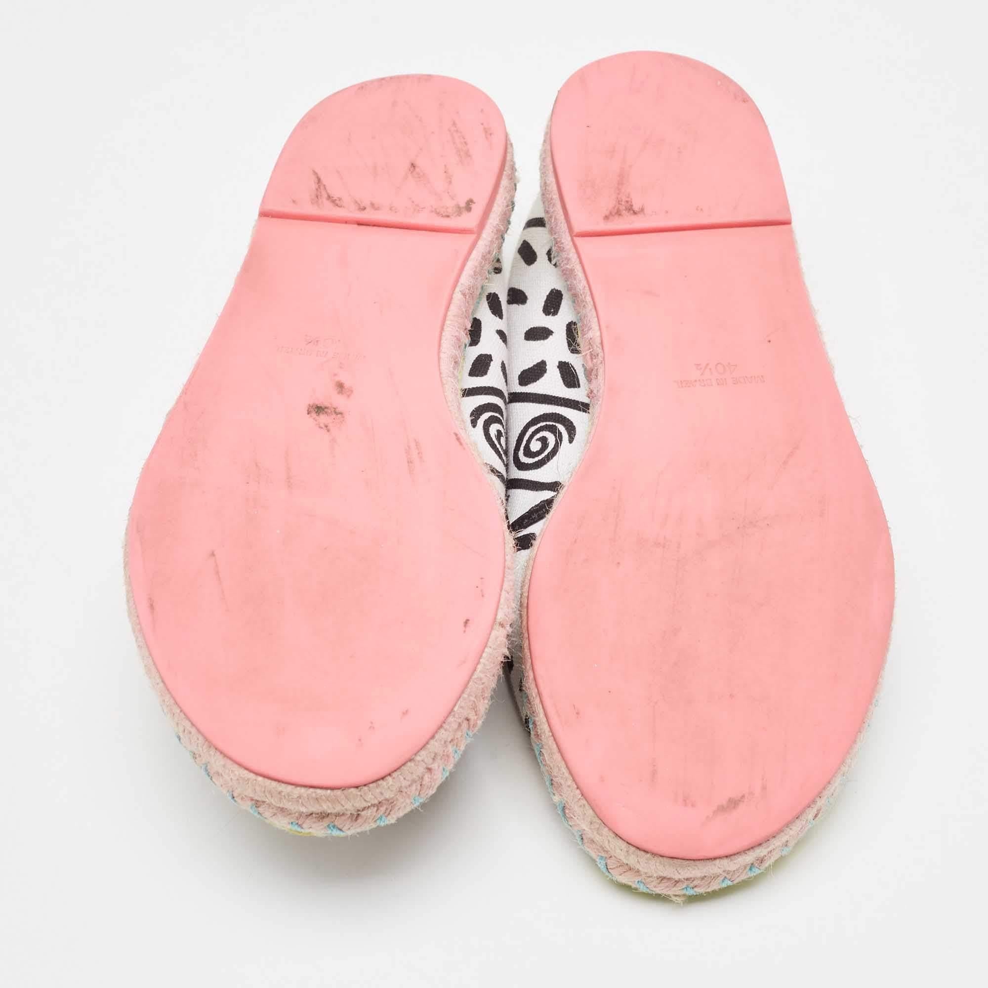 Sophia Webster White/Black Canvas and Leather Espadrille Flats Size 40.5 For Sale 1