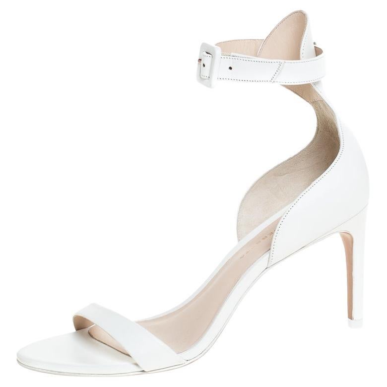 Sophia Webster White Leather Ankle Straps Sandals Size 36.5