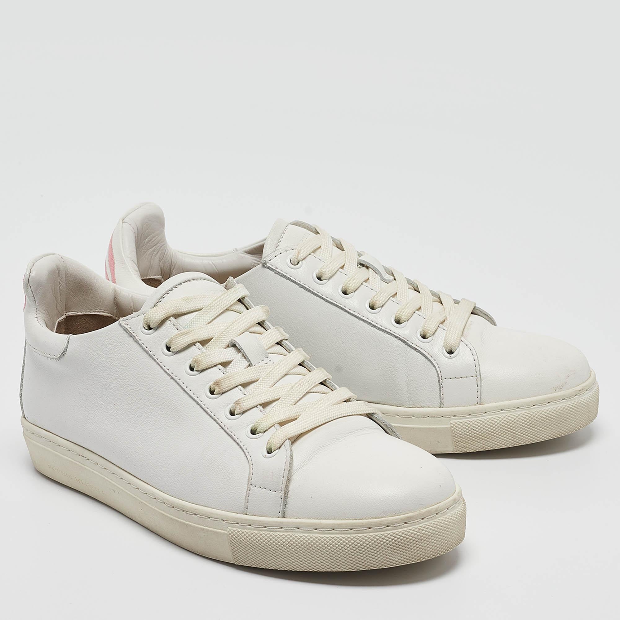 Sophia Webster White Leather Bibi Butterfly Sneakers Size 36.5 In Good Condition For Sale In Dubai, Al Qouz 2