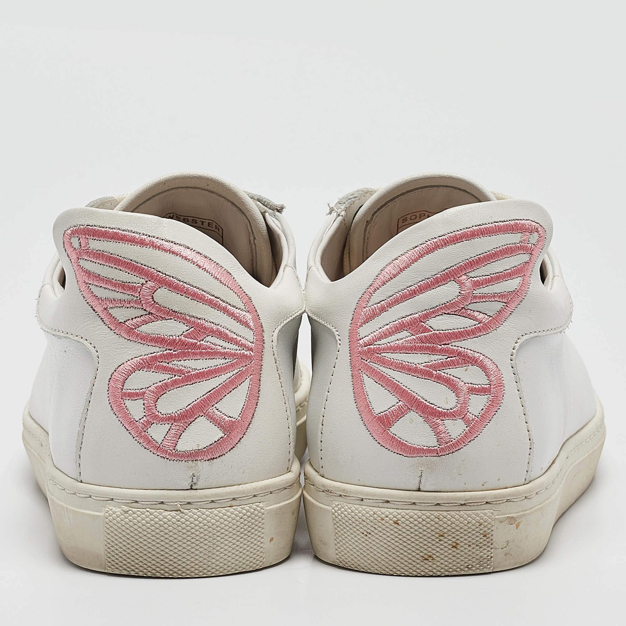 Women's Sophia Webster White Leather Bibi Butterfly Sneakers Size 36.5 For Sale