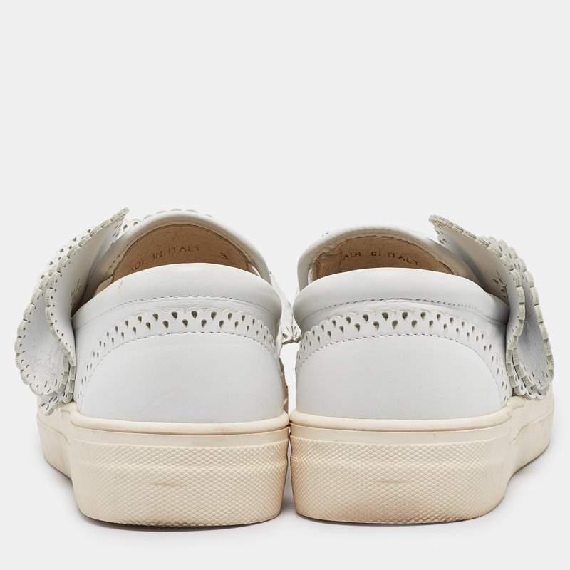Women's Sophia Webster White Leather Embellished Slip On Sneakers Size 36 For Sale