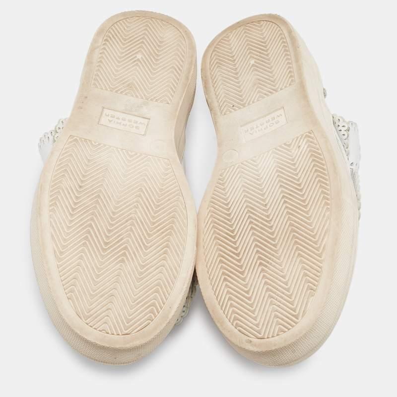 Sophia Webster White Leather Embellished Slip On Sneakers Size 36 For Sale 1