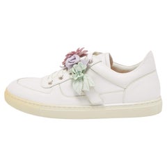 Sophia Webster White Leather Lilico Floral Sneakers Size 42