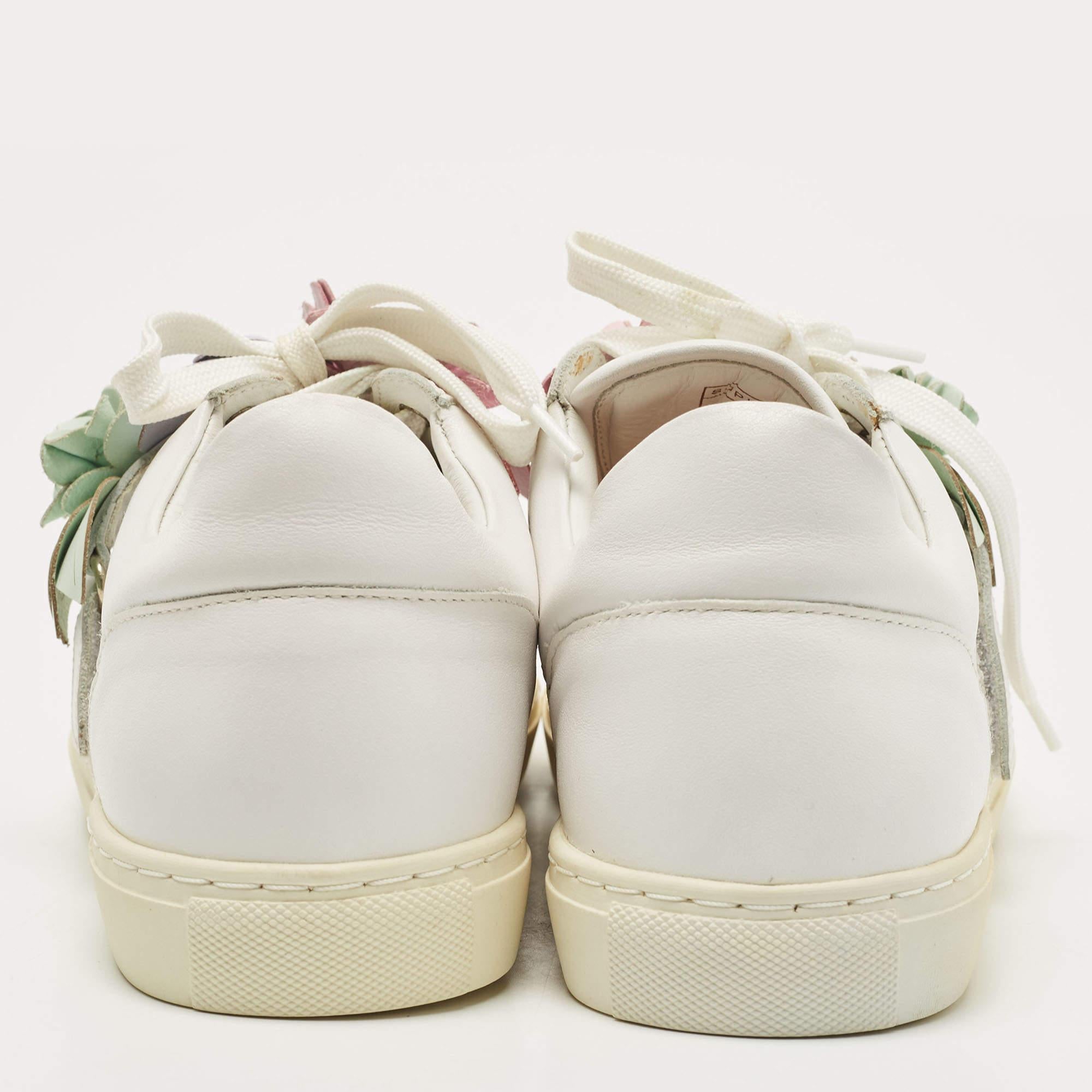 Women's Sophia Webster White Leather Lilico Flower Low Top Sneakers Size 39