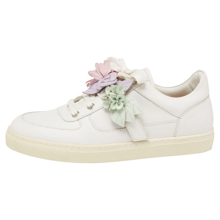 Sophia Webster White Leather Lilico Flower Low Top Sneakers Size 39 For  Sale at 1stDibs