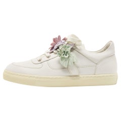 Sophia Webster White Leather Lilico Flower Low Top Sneakers Size 39