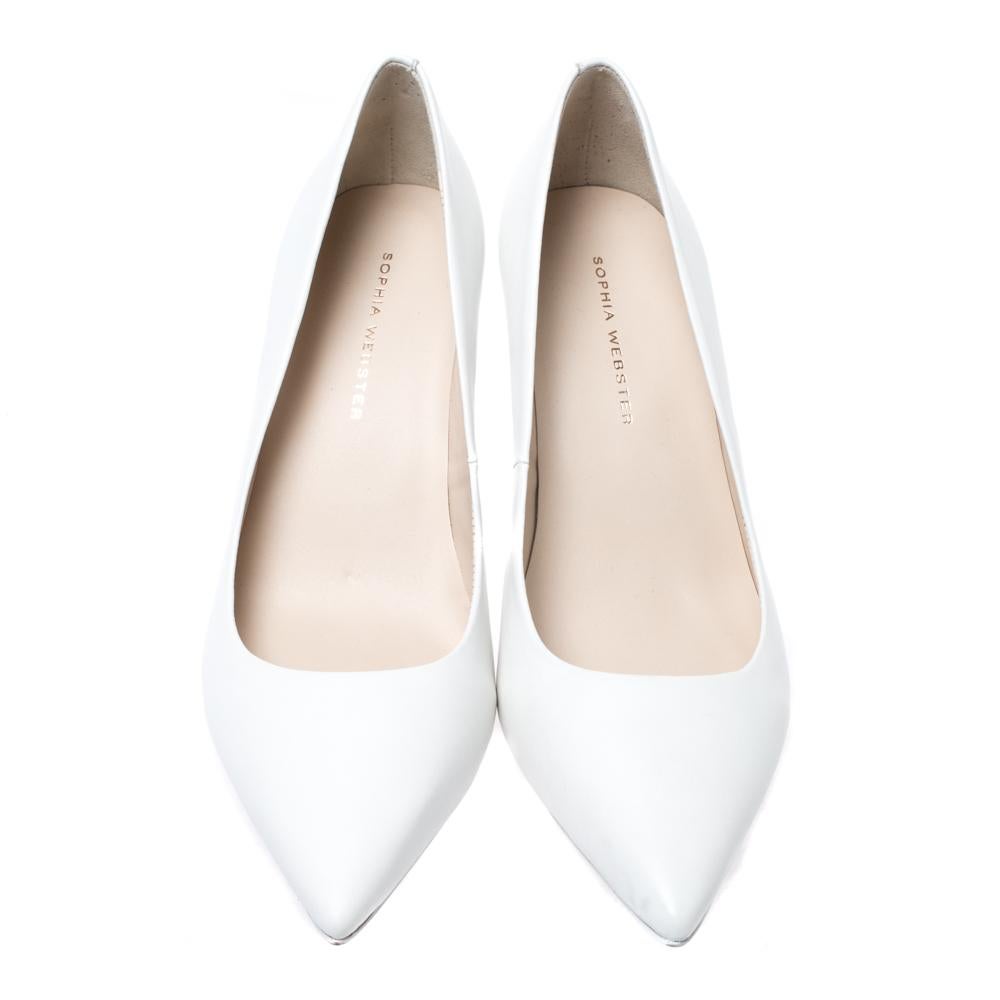 Grigio Sophia Webster - Pumps a punta in pelle bianca Lola - misura 37,5
