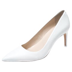 Sophia Webster White Leather Lola Pointed Toe Pumps Size 37.5