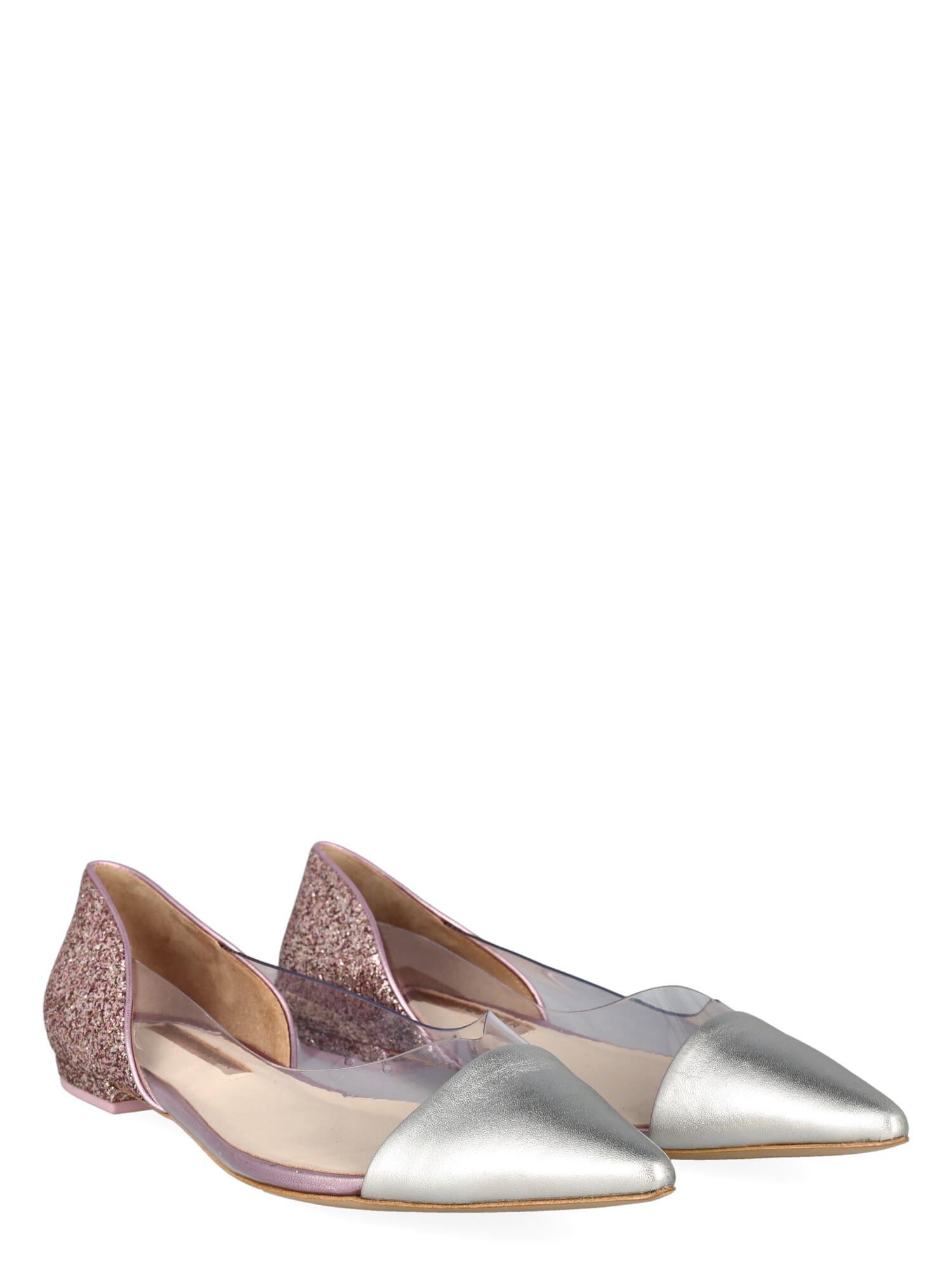 Product Description: Shoe, synthetic fibers, solid color, pointed toe, branded insole, leather insole, block heel, low and flat heel, glitter embellishment

Includes:
- Dust bag
	
Product Condition: Excellent
Sole: negligible marks. Upper: visible
