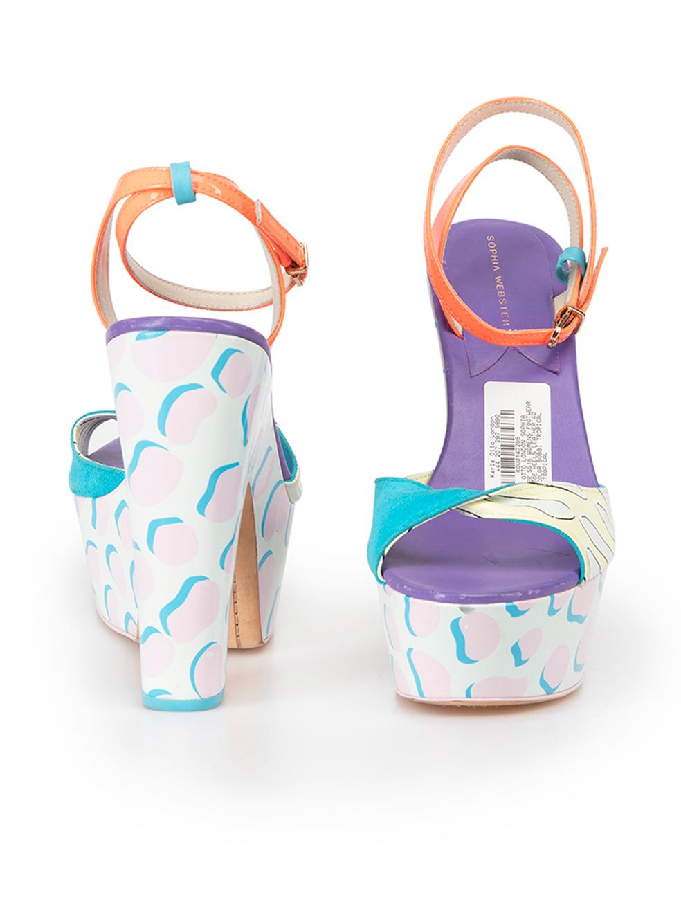 Sophia Webster Women's Pastel Colour Leather Bobbi Tropical Platform Sandals In Good Condition For Sale In London, GB