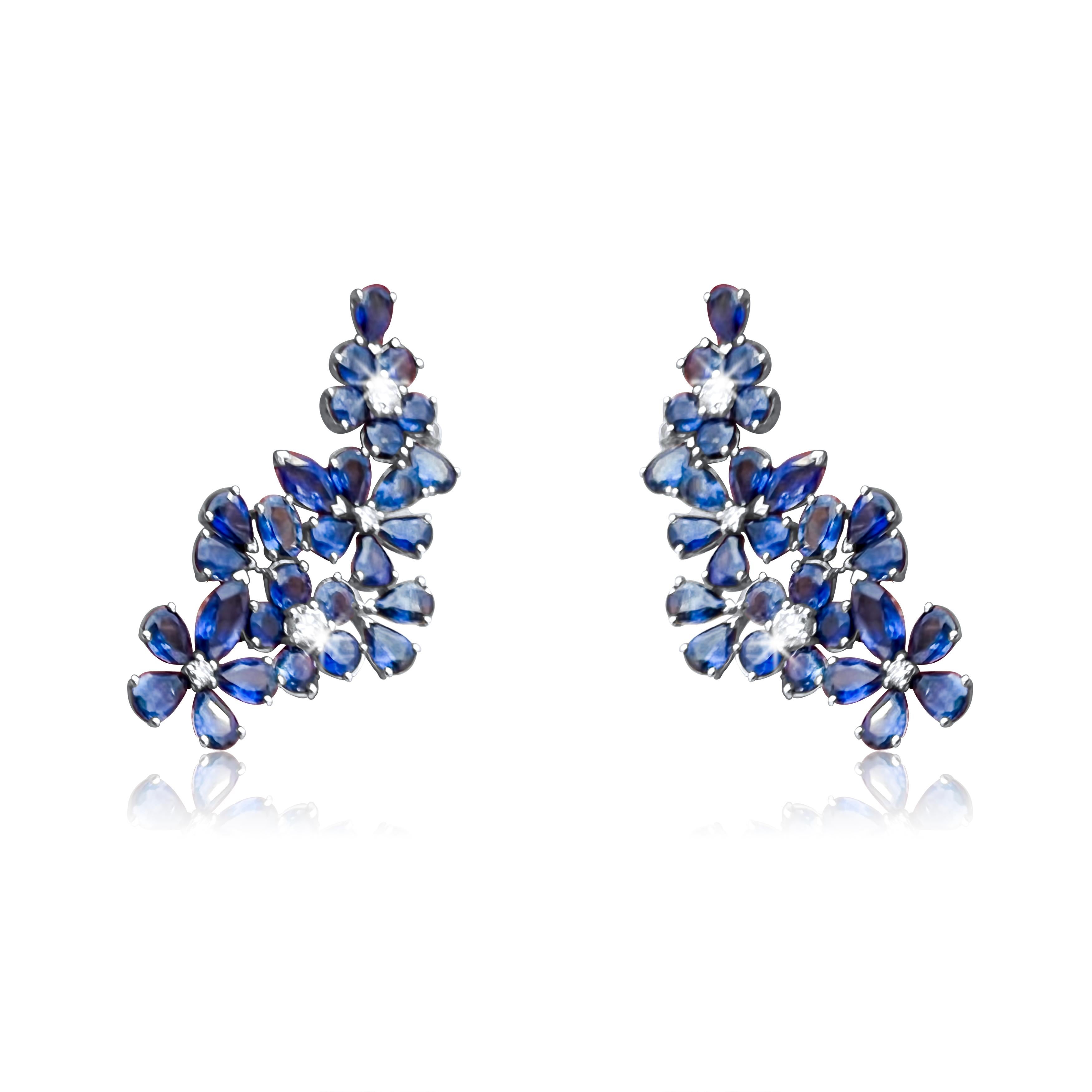 Sophia's Diamonds and Sapphires Earrings In New Condition For Sale In Los Angeles, CA