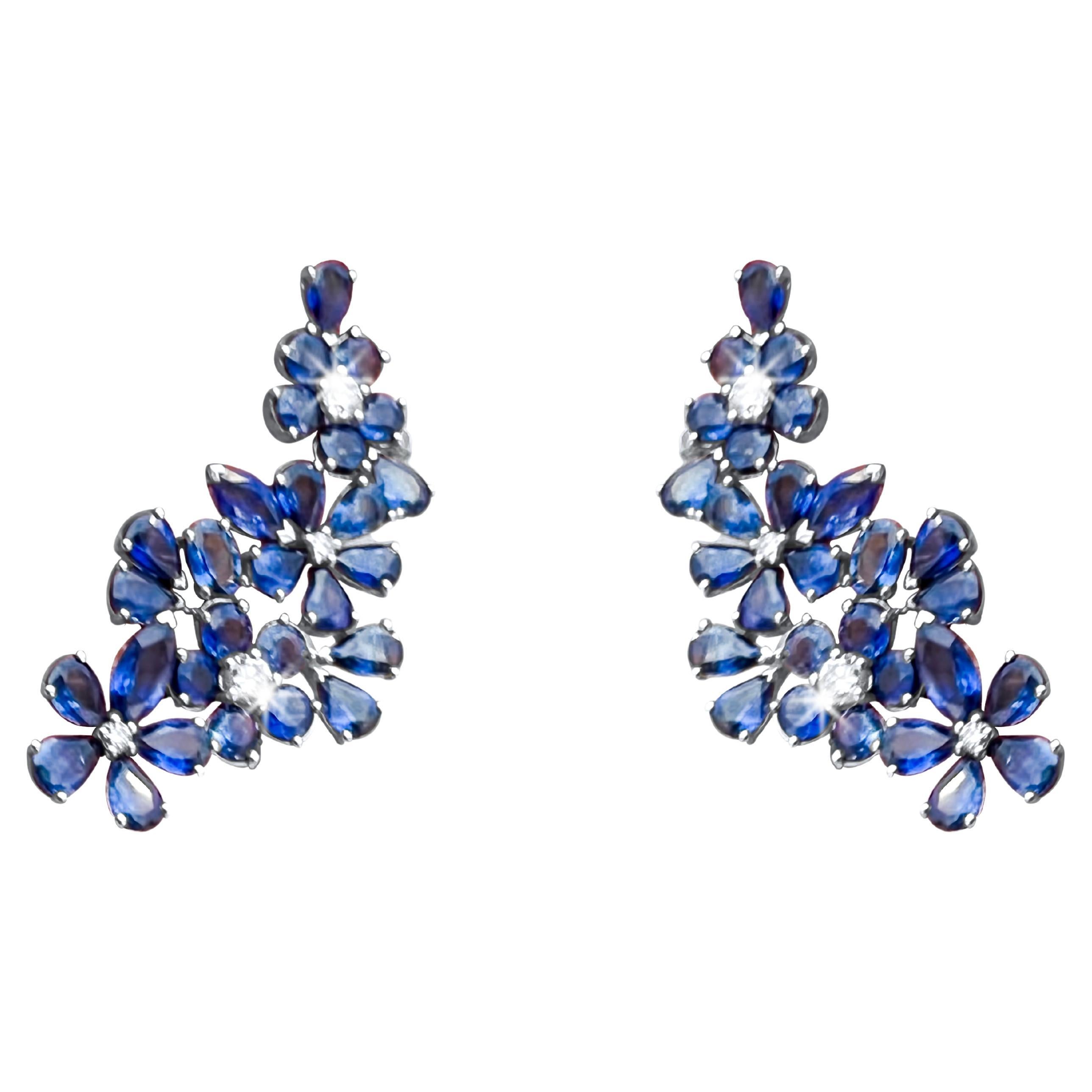 Sophia's Diamonds and Sapphires Earrings For Sale